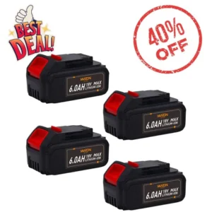 DeWalt 20V 6.0Ah Battery 4-Pack Replacement | DCB205 Compatible