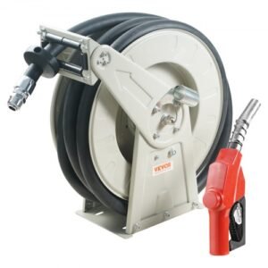 VEVOR 3/4″ x 66′ Retractable Fuel Hose Reel – Heavy Duty Diesel Hose Reel with Automatic Nozzle
