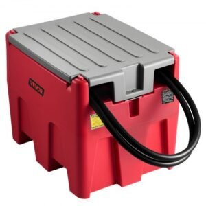 VEVOR 58 Gallon Portable Diesel Fuel Tank with 12V Transfer Pump – 10.6 GPM – Red