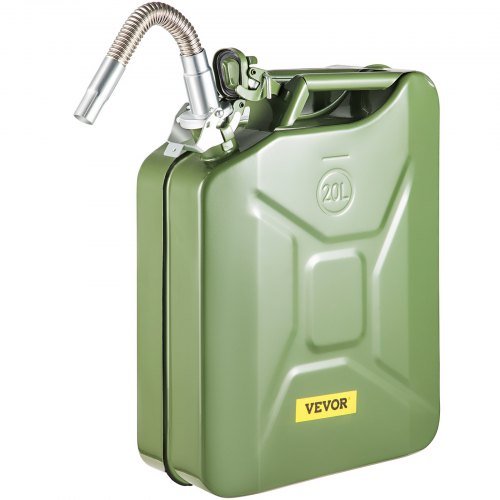 VEVOR 5.3 Gallon Green Jerry Fuel Can - Portable Gas Can with Flexible Spout