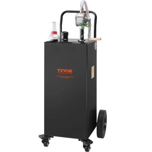 VEVOR 30 Gallon Fuel Caddy - Portable Gas Storage Tank with Manual Pump & Wheels - Black