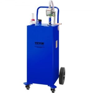 VEVOR 30 Gallon Fuel Caddy – Portable Gas Storage Tank with Manual Pump & Wheels – Blue