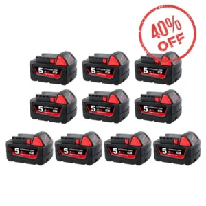 Milwaukee M18 18V 5.0Ah Battery Pack (10-Pack) – High Capacity Lithium-Ion