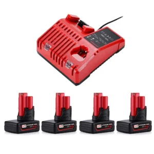 Milwaukee M12 XC 6.0Ah Battery Replacement 4-Pack with Rapid Charger | Enhanced Power & Runtime