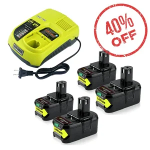 Ryobi 18V 7.0Ah Battery Replacement 4-Pack with Charger | P117/P104 Compatible