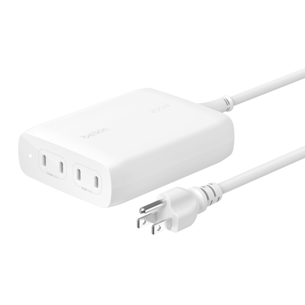 Belkin BoostCharge Pro 200W 4-Port USB-C GaN Charger - Fast Charging for Multiple Devices