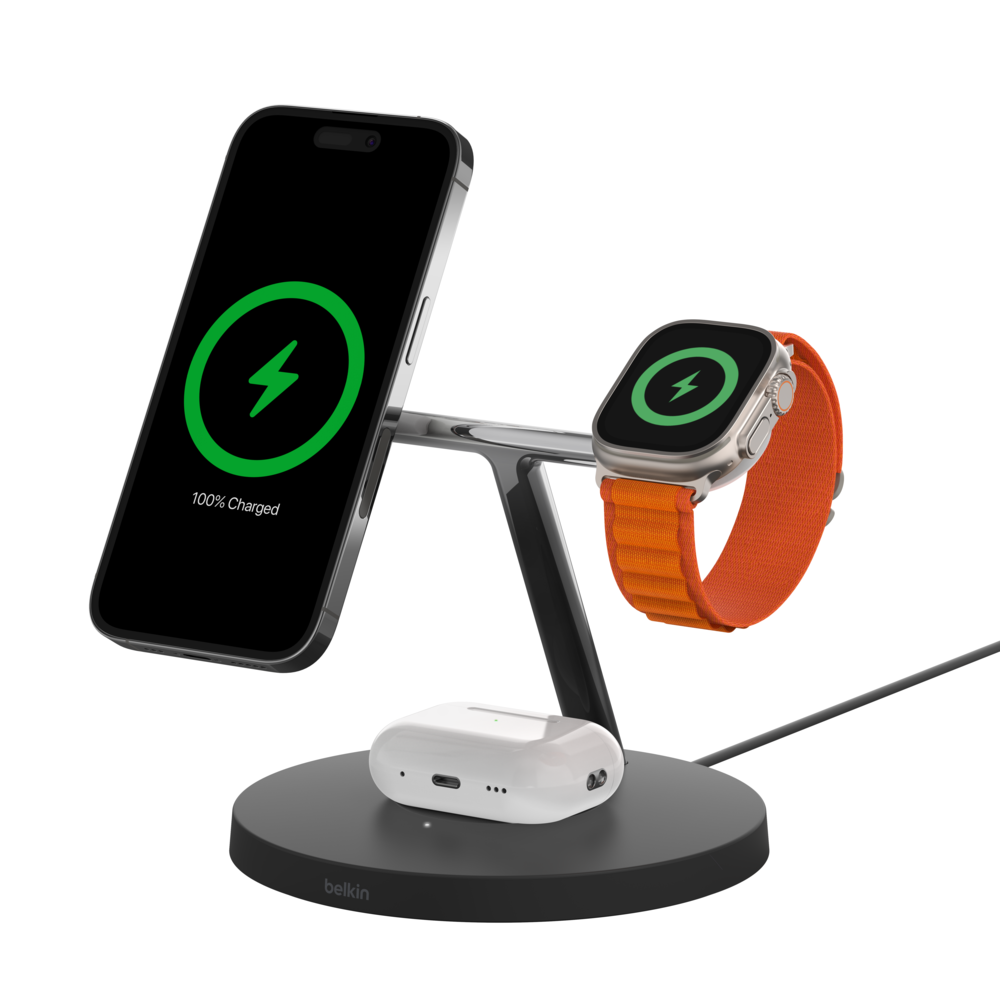 Belkin BoostCharge Pro 3-in-1 Wireless Charger with Official MagSafe 15W - Black