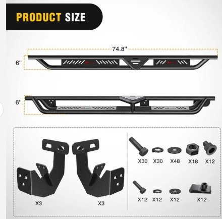 2009 2010 2011 2012 2013 2014 2015 2016 2017 2018 Dodge RAM 1500; 2019 2020 2021 2022 2023 1500 Classic Quad Cab Running Boards Dual-Stage Textured Black Powder Coated Slip-Proof Side Step Nerf Bars - Image 2