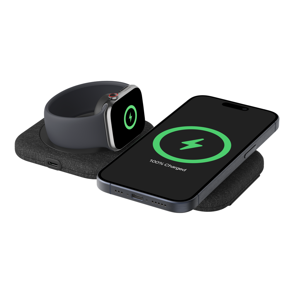 Belkin BoostCharge Pro 2-in-1 Magnetic Charging Travel Pad with Qi2 15W - Fast Wireless Charger for iPhone & AirPods