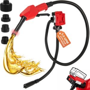 5GPM Cordless Fuel Transfer Pump,Auto-Stop & Hand Nozzle, Compatible with DeWalt 20V & Milwaukee 18V Batteries, 51” hose,Vertical Operated Gas Can Pump for Diesel, Gasoline (Battery Excluded)